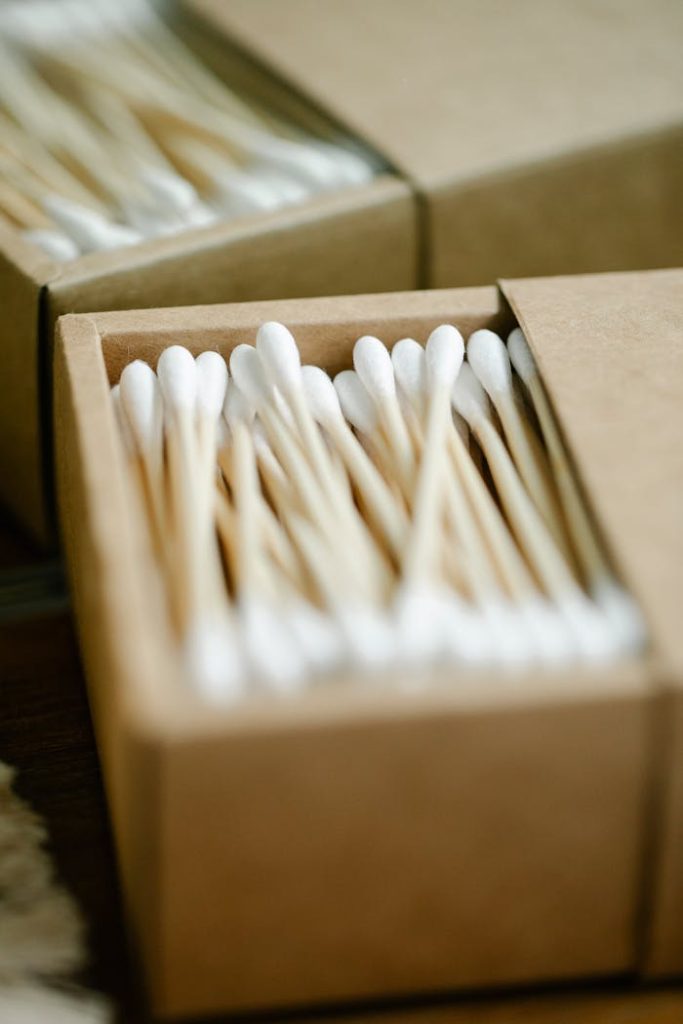 Box of eco-friendly cotton swabs for sustainable hygiene routines.